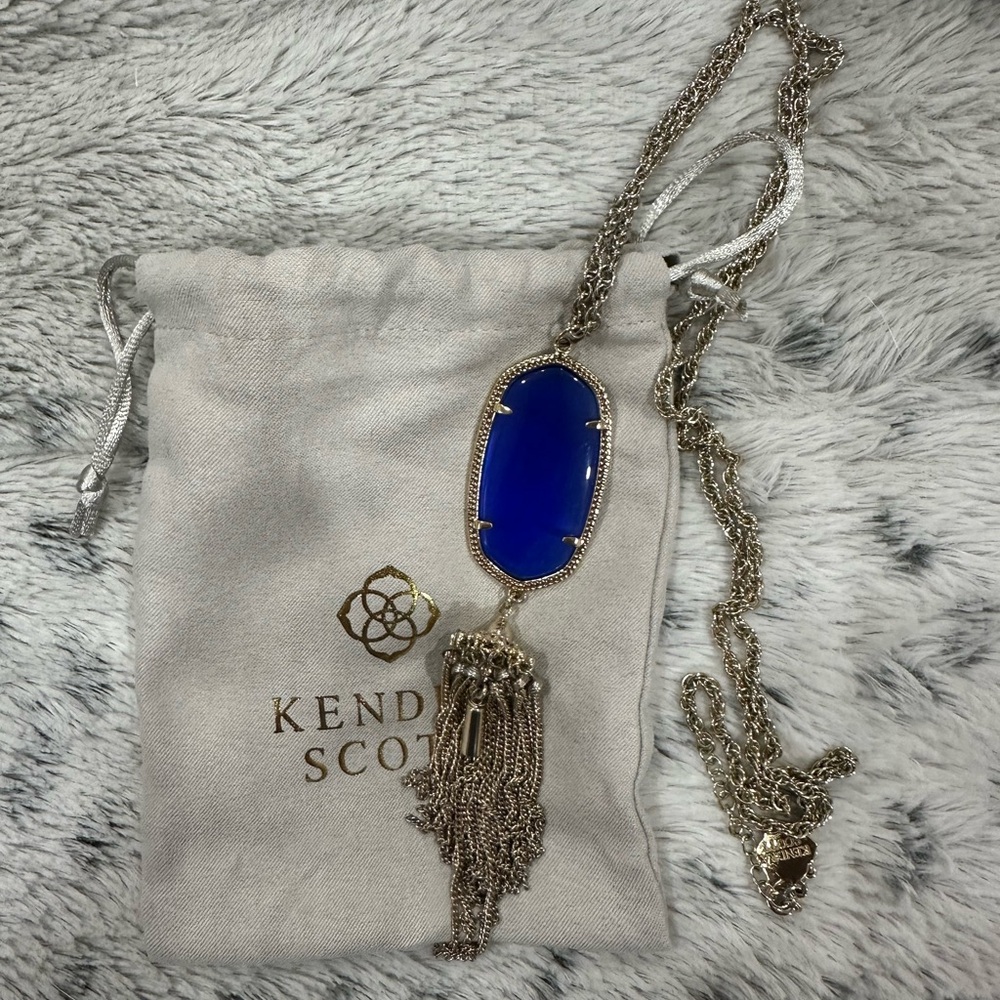 Kendra Scott Cobalt Blue Pendant Necklace with Silver Chain